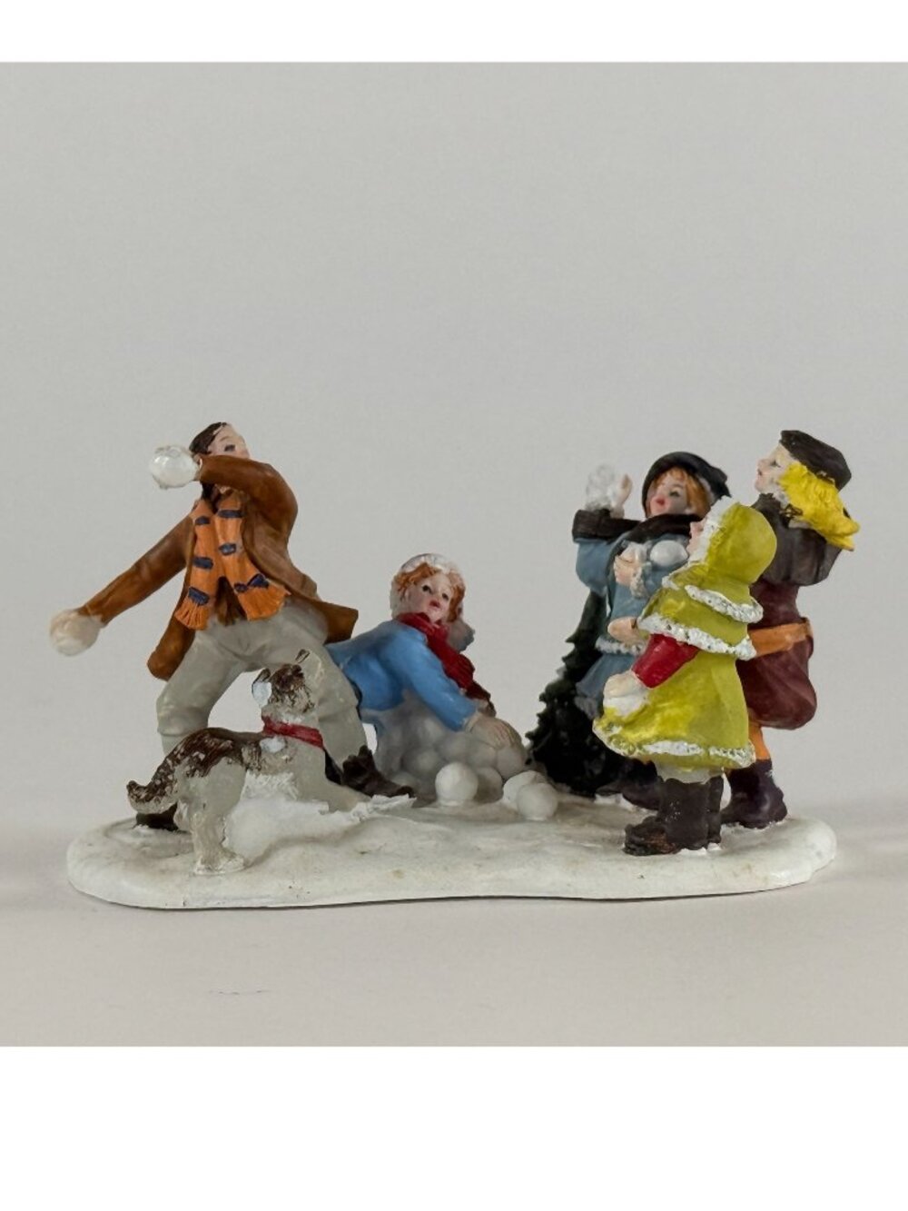 Holiday Time Village Christmas Miniatures Snowball Fight Family Fun